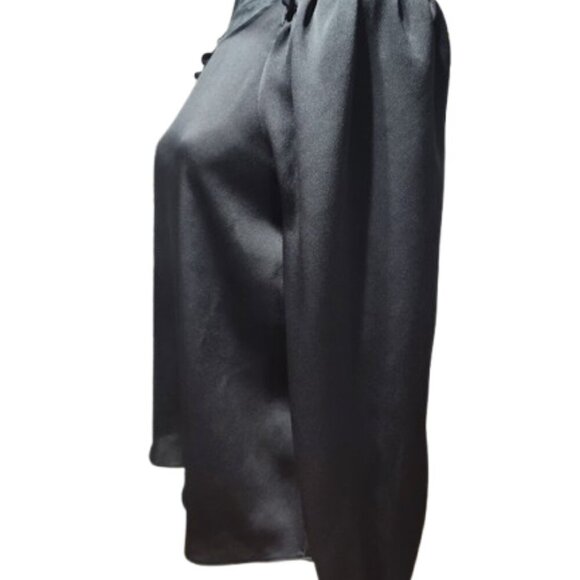 Cece Women's Textured Satin Long Puff Sleeve  Black Blouse Size Extra Small - Picture 3 of 12